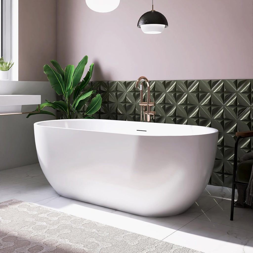 67' Free Standing Tub, Pure Acrylic Freestanding Bathtub, Stylish Stand Alone Tub, Contemporary Deep Soaking Bath Tub, cUPC Certified SY6870 (Glossy White)