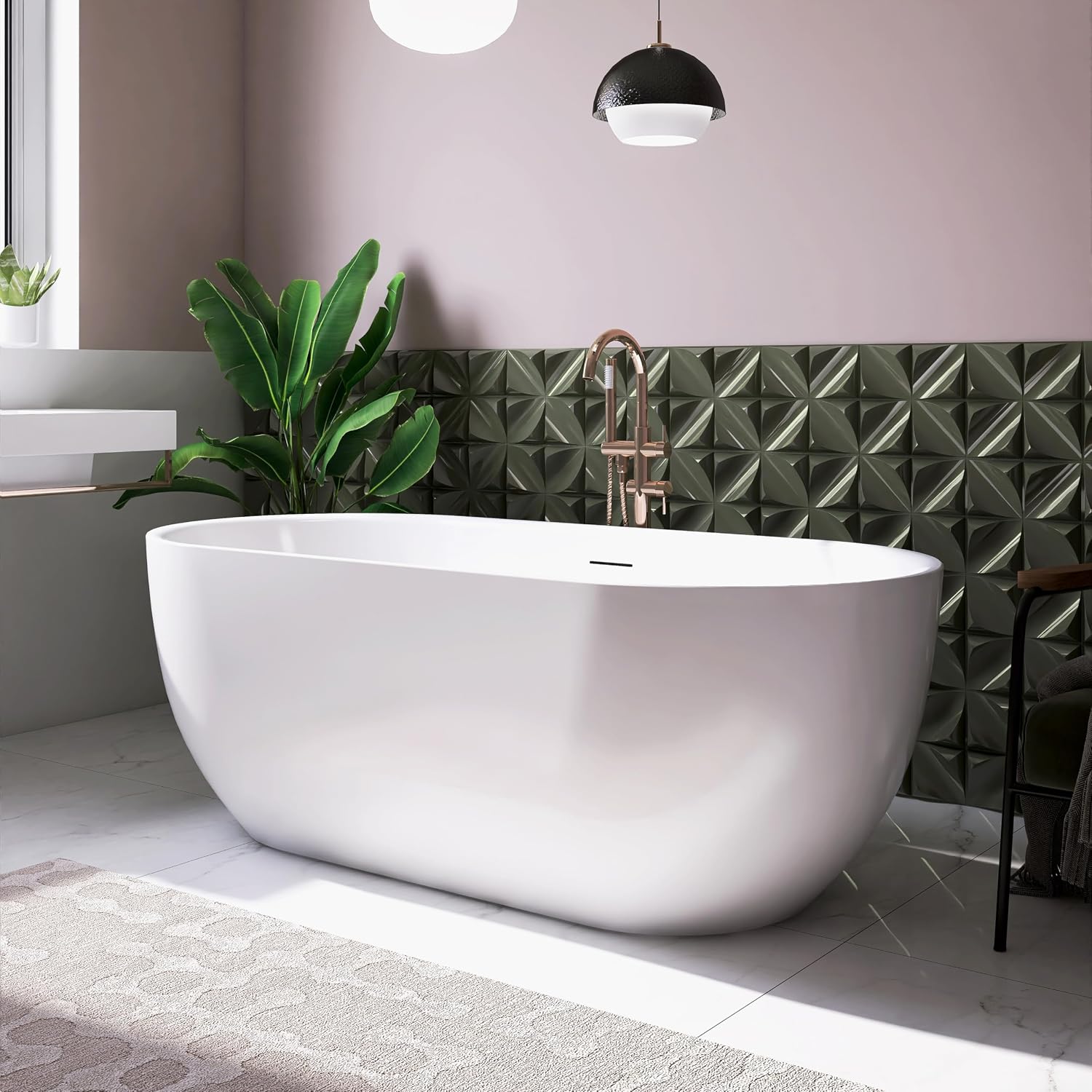 67' Free Standing Tub, Pure Acrylic Freestanding Bathtub, Stylish Stand Alone Tub, Contemporary Deep Soaking Bath Tub, cUPC Certified SY6870 (Glossy White)