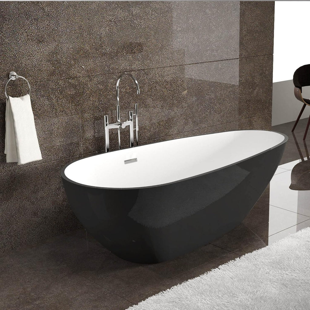 Dowell 074 Luxury Contemorary High Grade Acrylic FREE STANDING Bathtub Modern New (63'x30-3/4'x22-7/8' Black)