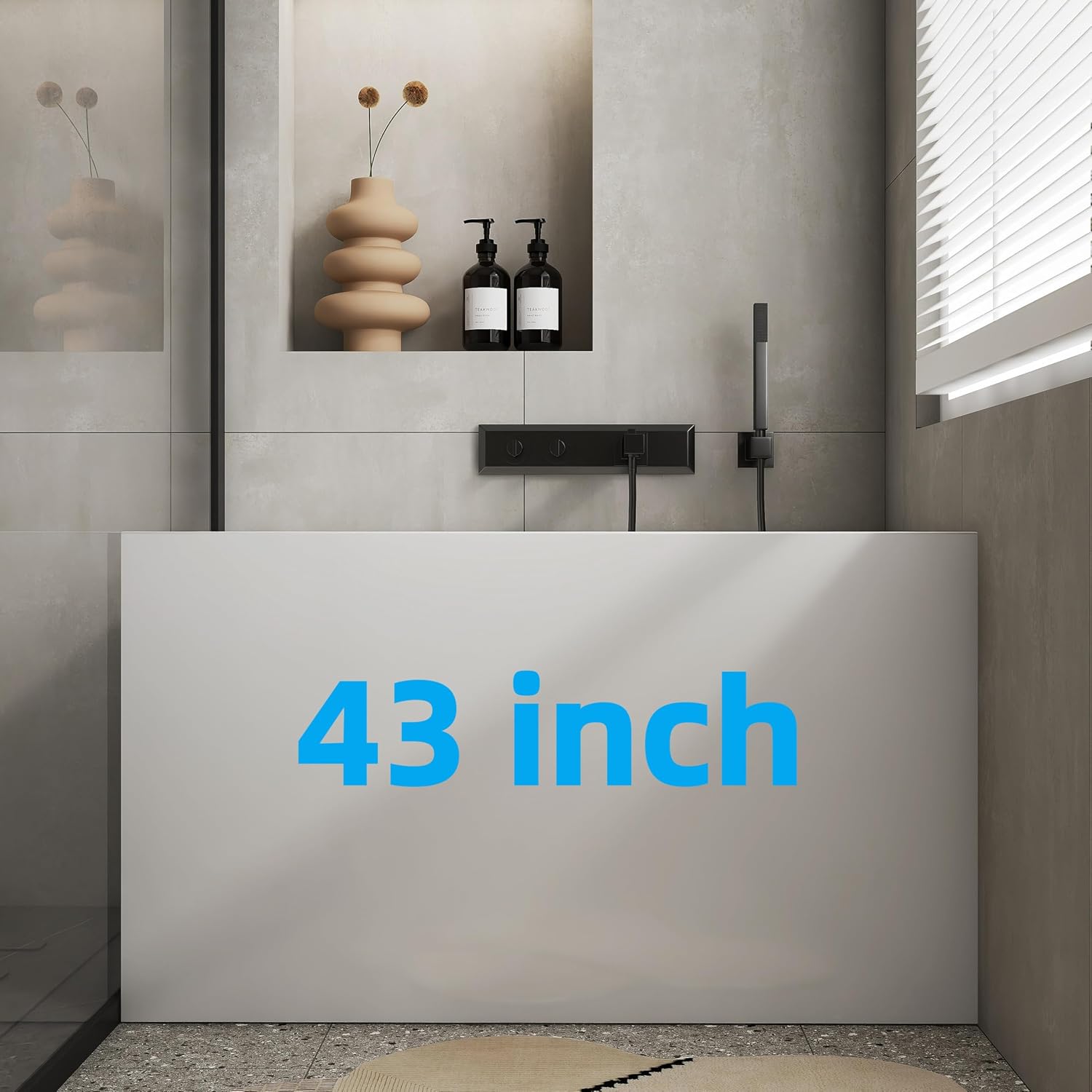 43' Acrylic Freestanding Bathtubs, Stand Alone Tub, Japanese Soaking Tub for Bathroom, Integrated Overflow and Drain, cUPC Certified, Gloss White