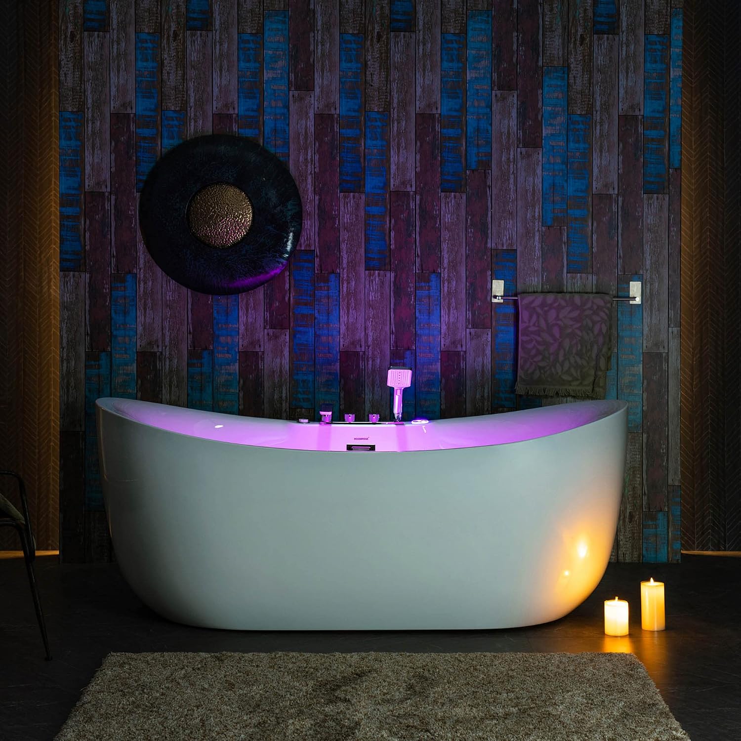 WOODBRIDGE 72' x 35-3/8' Whirlpool Water Jetted and Air Bubble Freestanding Heated Soaking Combination Bathtub wirh LED control panel and Faucet,BJ-400+F0041