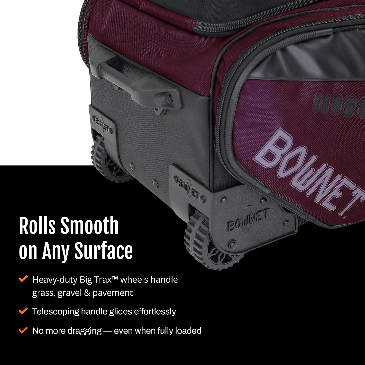 Bownet Commander Rolling Catcher's Gear Bag with Wheels – Baseball & Softball Equipment Bag for Travel Ball, Youth & Adult, 14 Pockets, Molded Helmet Case, Airline Approved