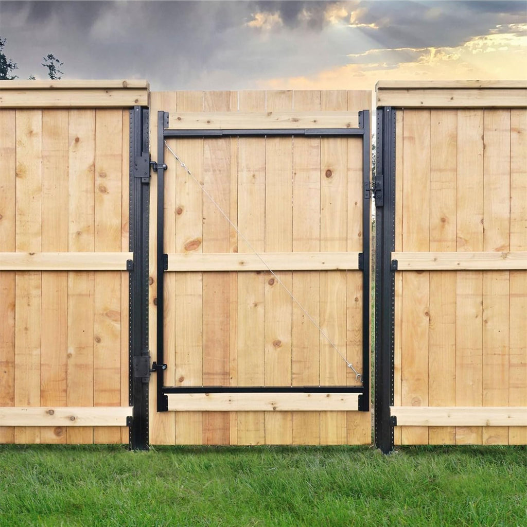 Adjust-A-Gate Steel Frame Lockable 2-Way Gate with Installation Building Kit, 36'-60' Wide Opening Up to 7' High