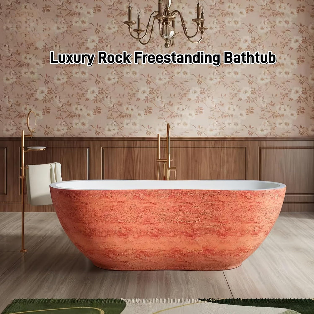 67' Edeyeu Freestanding Bathtub - Solid Surface Soaking Tub, Designer Luxury Deep Free Standing Tub, Sleek & Modern Bathtub for High-End Bathroom and Spa, Blue