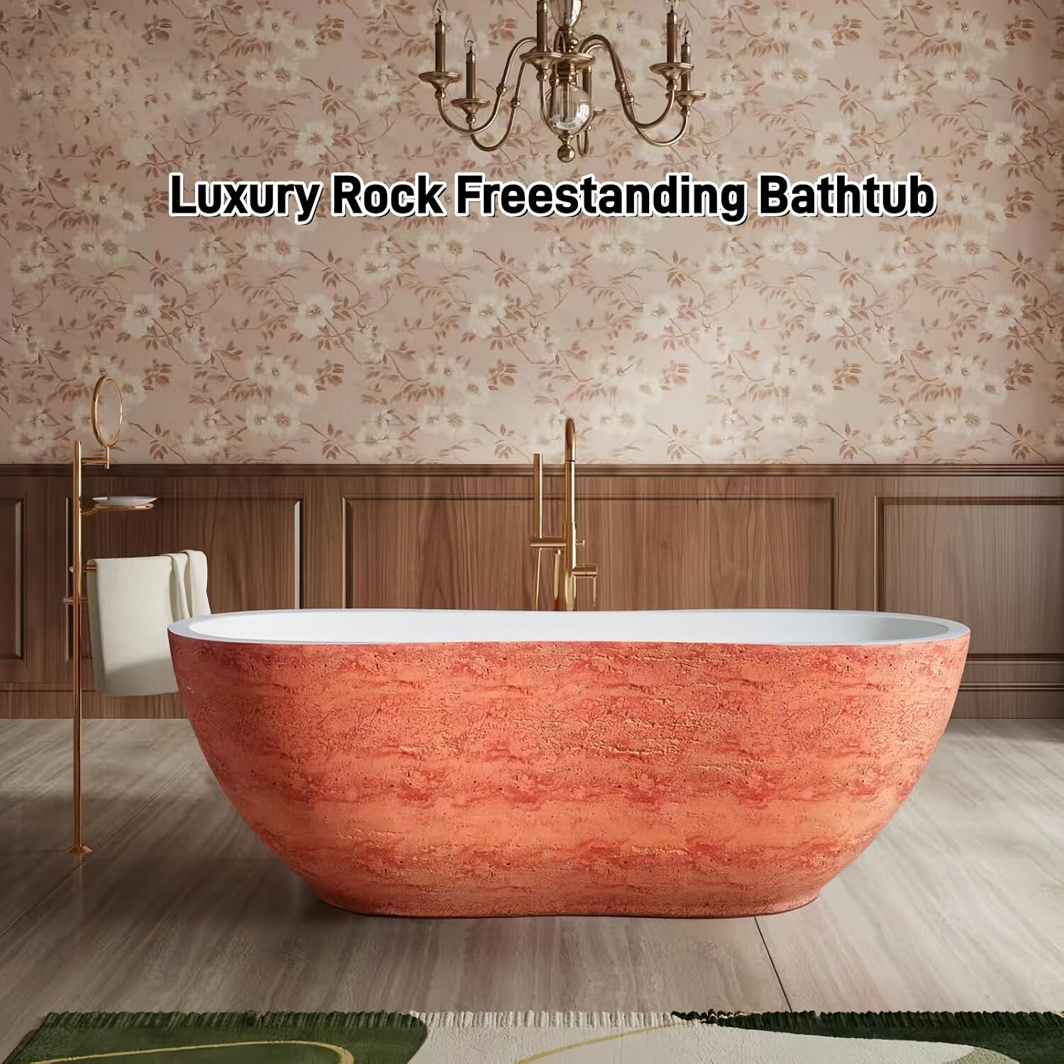 67' Edeyeu Freestanding Bathtub - Solid Surface Soaking Tub, Designer Luxury Deep Free Standing Tub, Sleek & Modern Bathtub for High-End Bathroom and Spa, Blue