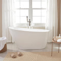 HomeBeyond 55 Inch Free Standing Bathtub | Acrylic Freestanding Soaking Tub deal for Spa-Like Baths, Modern Bathroom Stand Alone Tub Suitable for Couples, Singles, and Families, White