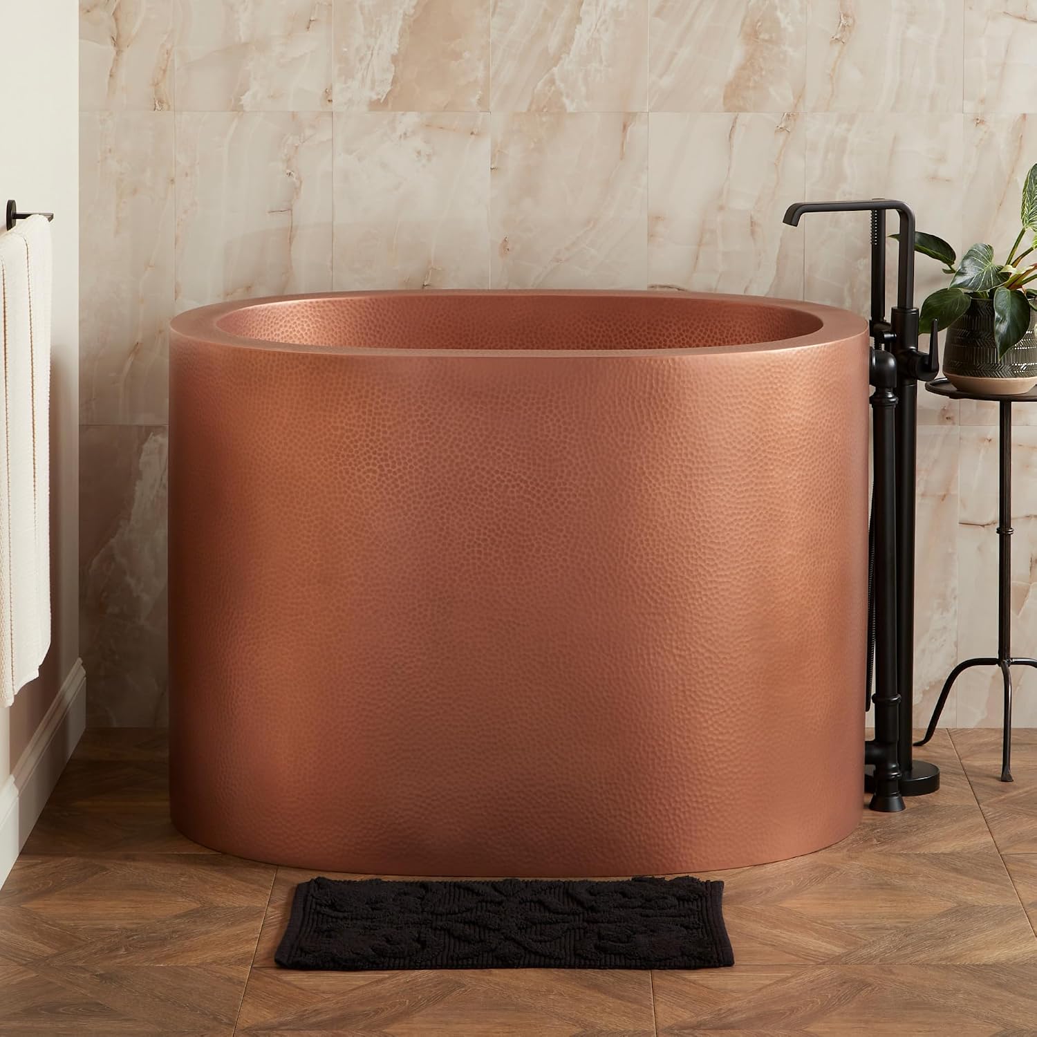 Signature Hardware 479921 Raksha 48' Copper Japanese Soaking Tub with Integrated Overflow - Less Drain Assembly