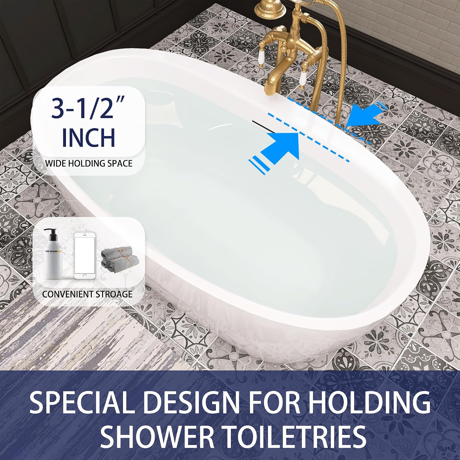 59' Acrylic Free Standing Tub, Stand Alone Tub, Freestanding Bathtub, Soaking Bathtub, cUPC Certified, YL(Glossy White)