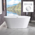 WOODBRIDGE 54' Acrylic Freestanding Bathtub Contemporary Soaking White Tub with Chrome Overflow and Drain,BTA1702-C-Drain &O