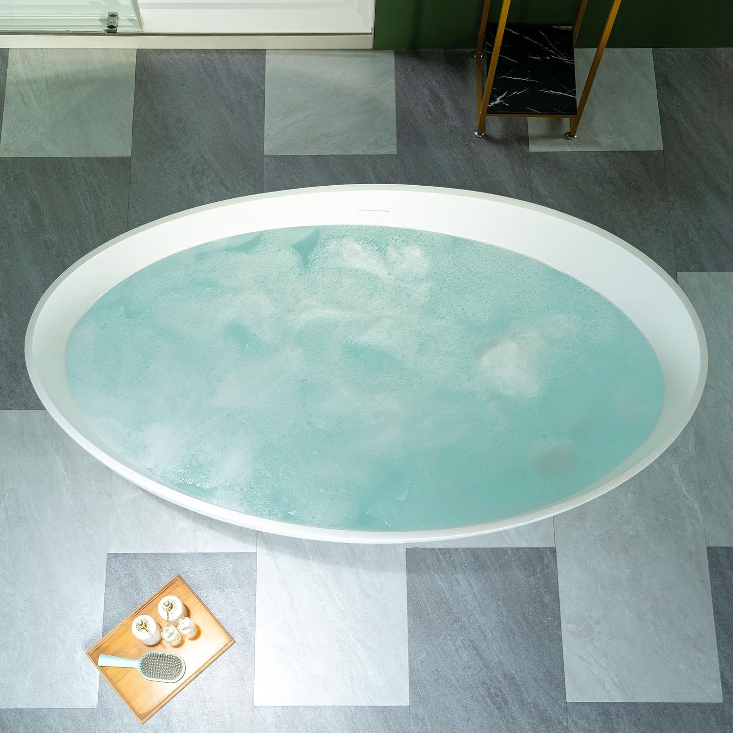 WOODBRIDGE 63' L x 35-3/8' W Luxury Contemporary Solid Surface Stone Resin Freestanding Bathtub in Matte White
