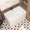 47' Acrylic Freestanding Bathtub with seat: rectangle Shape, Gloss White, Chrome Overflow Pop Up Drain