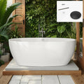 FerdY 67' Acrylic Freestanding Bathtub, Contemporary Soaking tub with Matte Black Drain & Overflow, Elegant Oval Shape, cUPC Certified, Tahiti