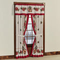 Holiday Bells Luxury Window Treatment | Lightweight Woven Jacquard Tapestry Style Christmas Curtains Valance | Gold Bells Poinsettia Flowers Holly Leaf | Festive Tailored Valance Curtain Pair Drapery