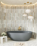 CASAINC 59' Solid Surface Freestanding Bathtub Egg-Shaped Stone Resin Freestanding Tub Matte Grey Stand-Alone Tub with Drain, Drain Hose & Sanding Paper