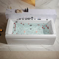 Empava Acrylic Whirlpool Bathtub, 71-Inch Jetted Bathtub with Healing Chromotherapy, Heated Soaking Tub with LED Control Panel, Comforting Hydro Massage Tub with Waterfall Joy, Black Pillow