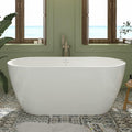 FerdY 59' Bali Elite Acrylic Freestanding Bathtub, Gracefully Shaped Freestanding Soaking Bathtub, cUPC Certified, Toe-Tap Brushed Nickel Drain& Bath Pillow for Bathtub,Thick Tub Pillows, Breathable 4