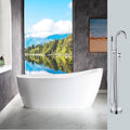 WOODBRIDGE 67' Acrylic Freestanding Bathtub Contemporary Soaking Tub with Chrome Overflow and Drain BTA1508-C,With Chrome Faucet F0002