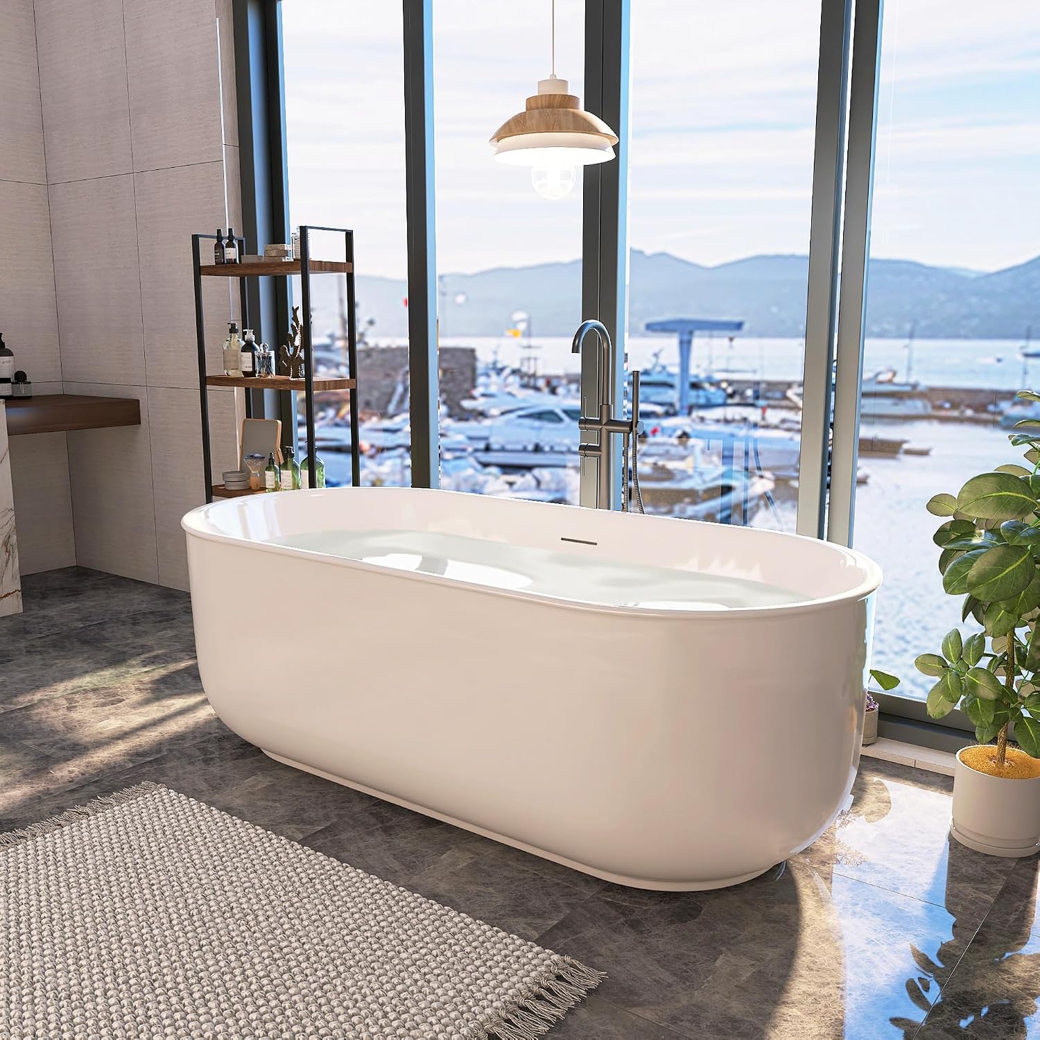 67' Acrylic Free Standing Tub, Stand Alone Tub, Freestanding Bathtub, Soaking Bathtub, cUPC Certified, CY(Glossy White)
