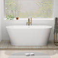 Zevemomo 67Inch Acrylic Freestanding Bathtub, Modern Stand Alone Soaking Tub with Brushed Nickel Overflow and Drain