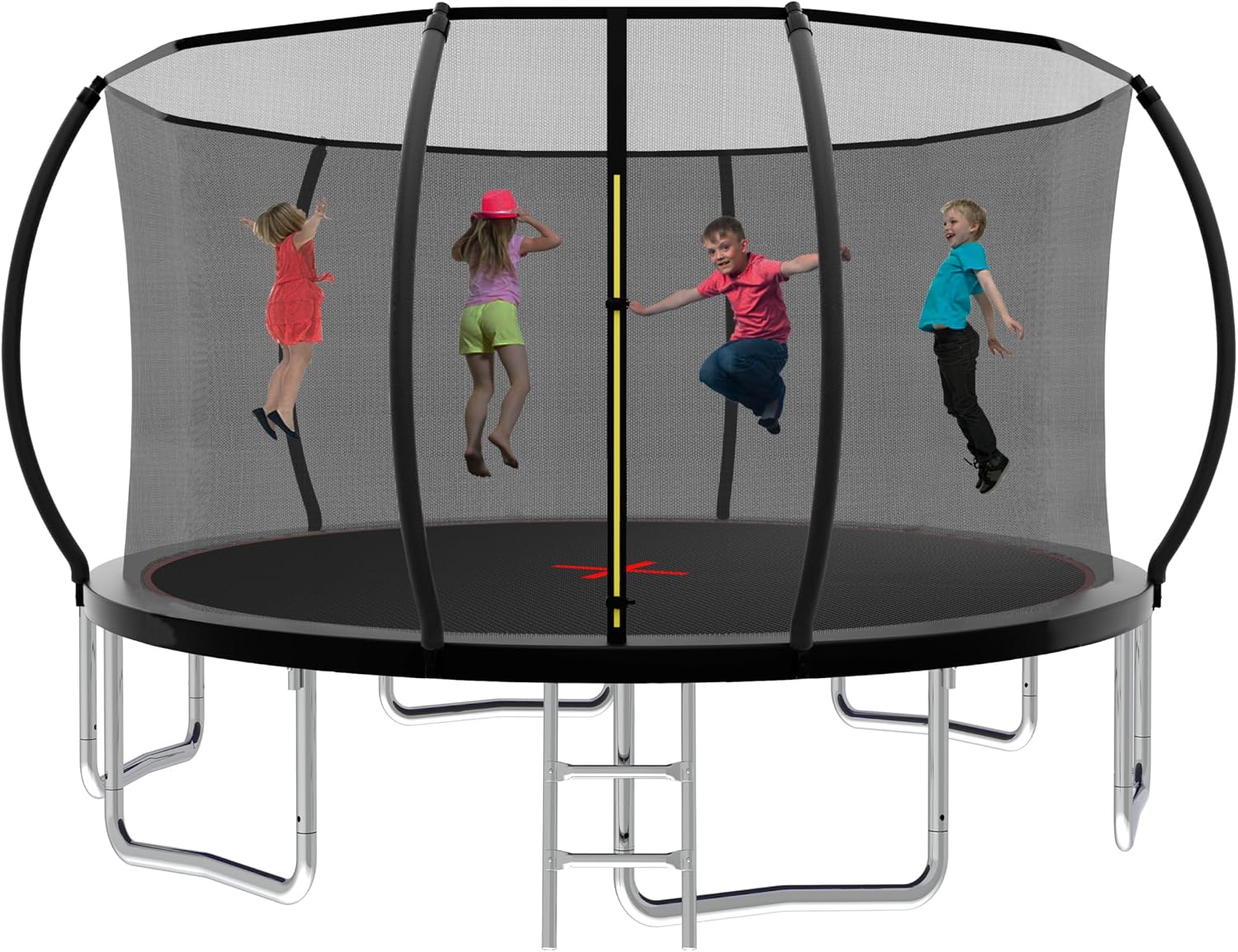 1500LBS 10FT 12FT 14FT 15FT 16FT Trampoline with LED Lights, Sprinkler, Music Speaker and Socks, ASTM Approved Outdoor Trampoline for Kids and Adults, Backyard Trampolines with Net Enclosure