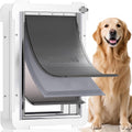 3-Flap Steel Large Dog Door for Exterior Doors with Sliding Lock Panel, Energy-Efficient Insulated Pet Door, Extreme Weather Doggy Door with Telescoping Tunnel, Never Rust（Pets Up to 100 Lb）