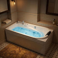 67' x 34' Acrylic Whirlpool Bathtub with Center Drain – 8 Hydro Jets, 750W Jetted Tub, Ergonomic Soaker, White