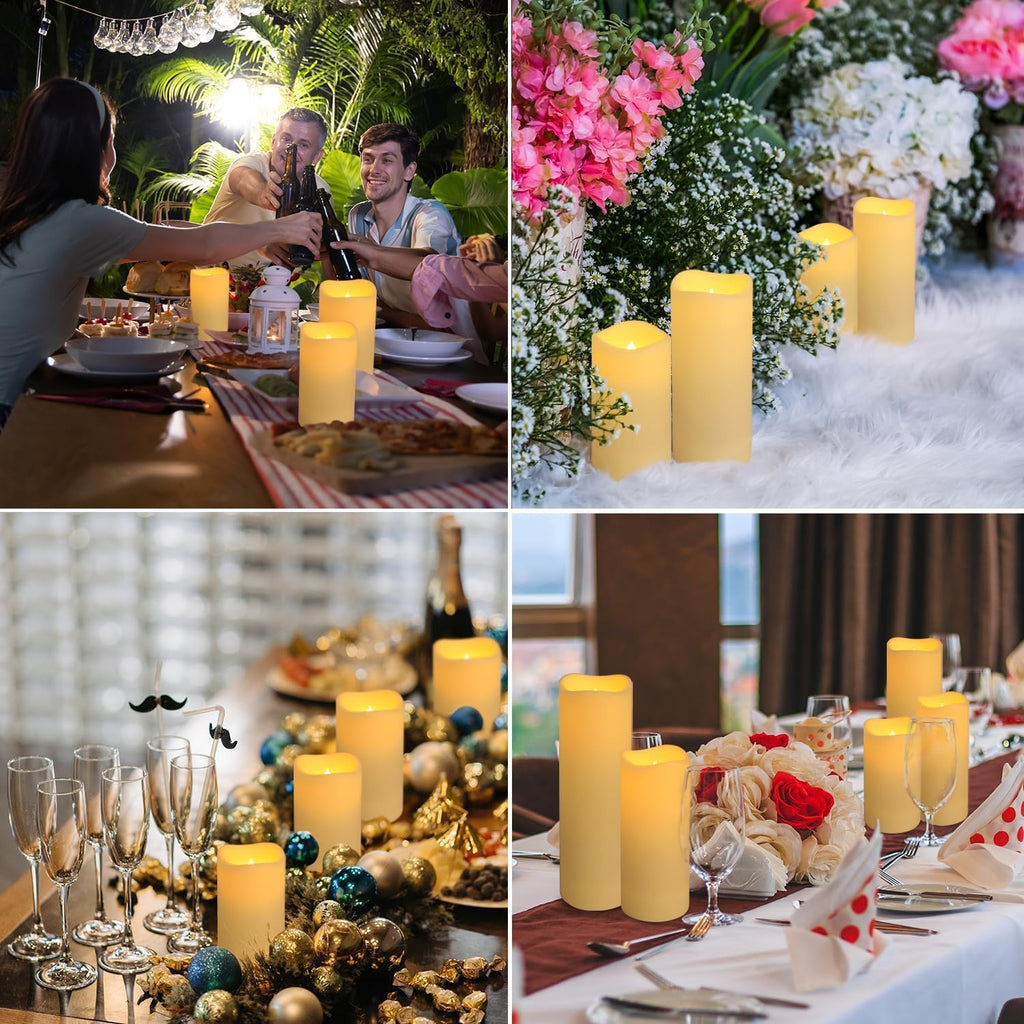 YOROXRG Set of 96 Waterproof Outdoor Flameless Candles, LED Candles with 4 Remote and Timer,(H 4' 5' 6' x D 2.2'),for Halloween Wedding Festival
