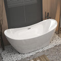 67' Acrylic Freestanding Soaking Tub, Gloss White with Chrome Overflow & Pop-Up Drain, cUPC Certified, Modern Luxurious Bathroom Bathtub