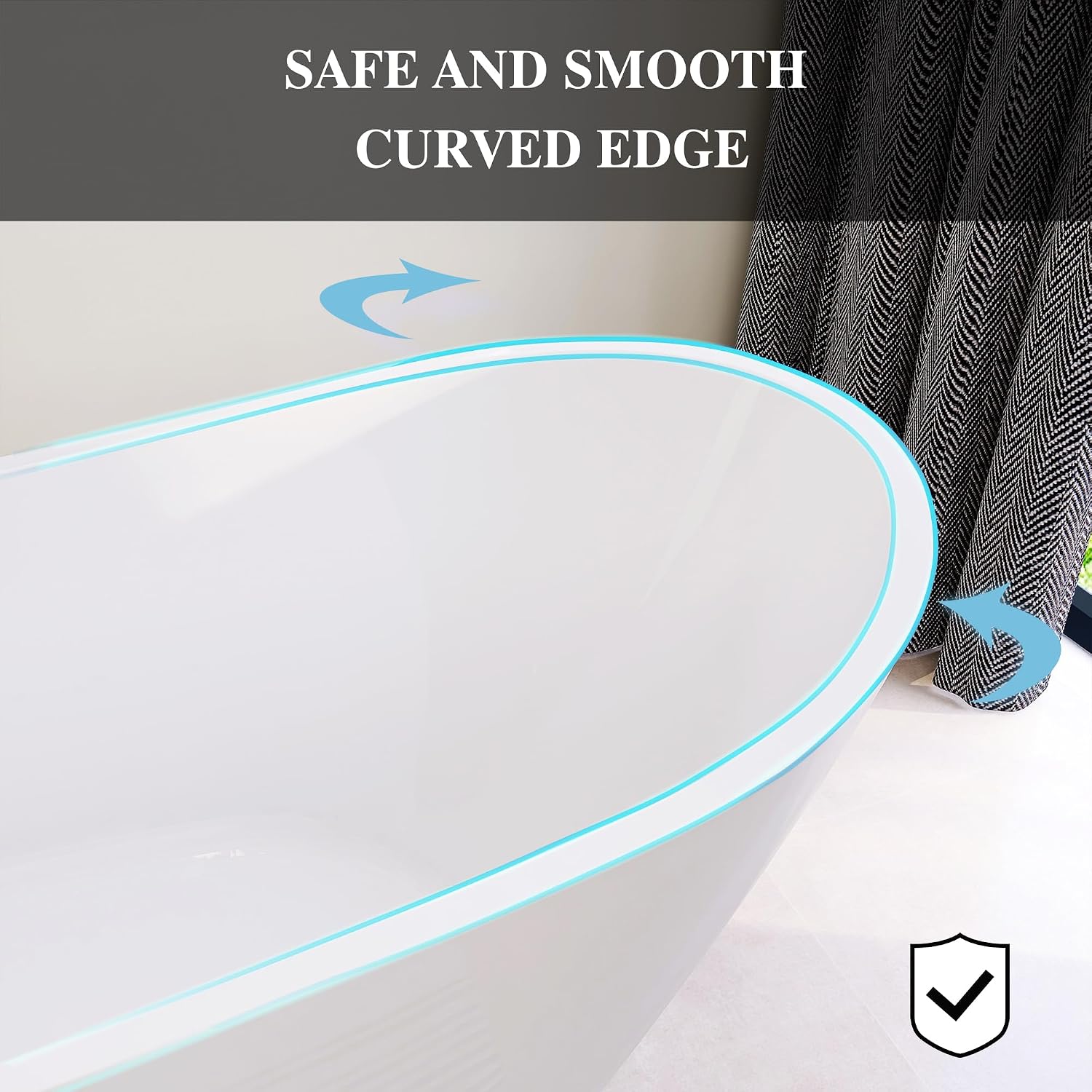 67' High-back Acrylic Tub, Freestanding Bathtubs, Soaking Tubs with Integrated Overflow and Drain, cUPC Certified