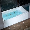 WOODBRIDGE 60' x 30' Alcove Acrylic Rectangular Whirlpool Heated Jetted Tub in White with Left Drain, Brushed Gold Finish Trim and Drain Kit Included, BS428-L-BG03