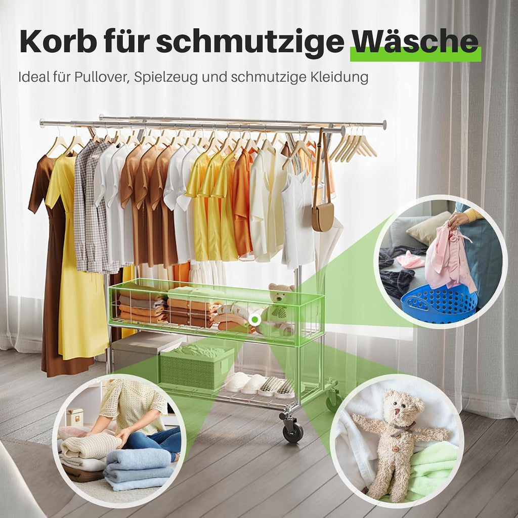 coat stand 113kg Load Capacity Commercial Grade Clothing Garment Rack Heavy Duty Sing Rail Adjustable Collapsible Rolling Clothes Rack on Wheels Chrome Finish