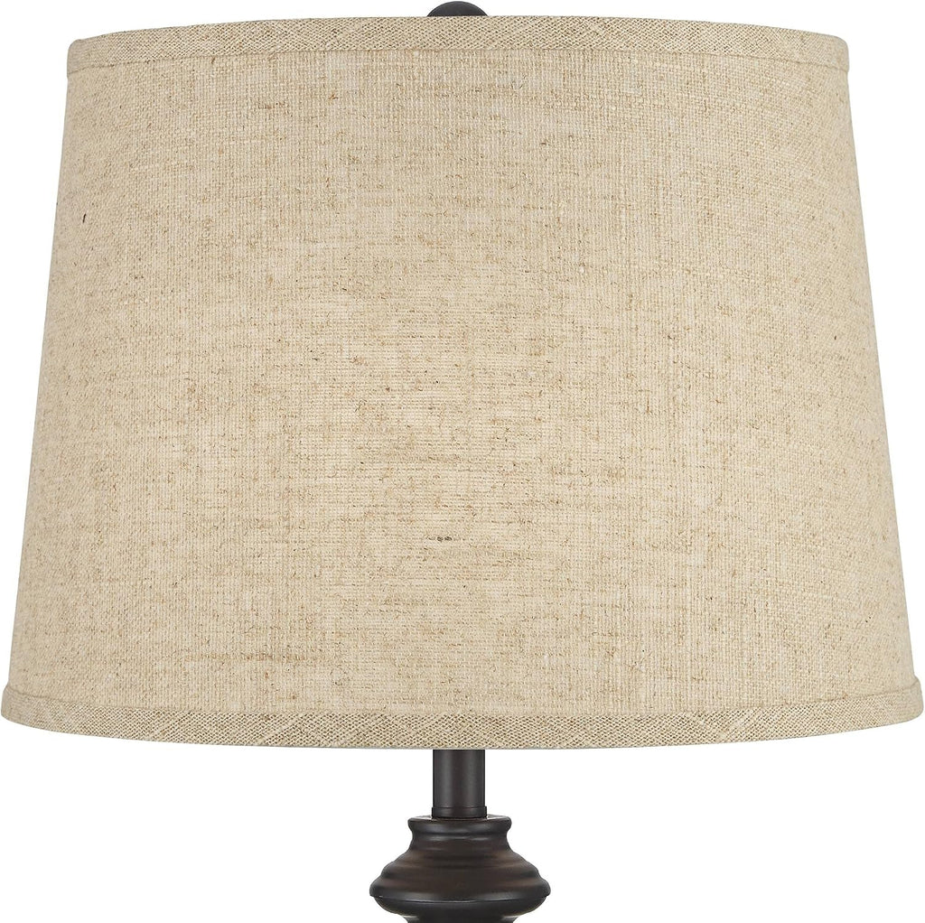 360 Lighting Lynn Modern Industrial Buffet Table Lamps 26' Tall Skinny Set of 2 Dark Bronze Brown Metal Burlap Fabric Drum Shade for Living Room House Home Dining Office Entryway Family Décor