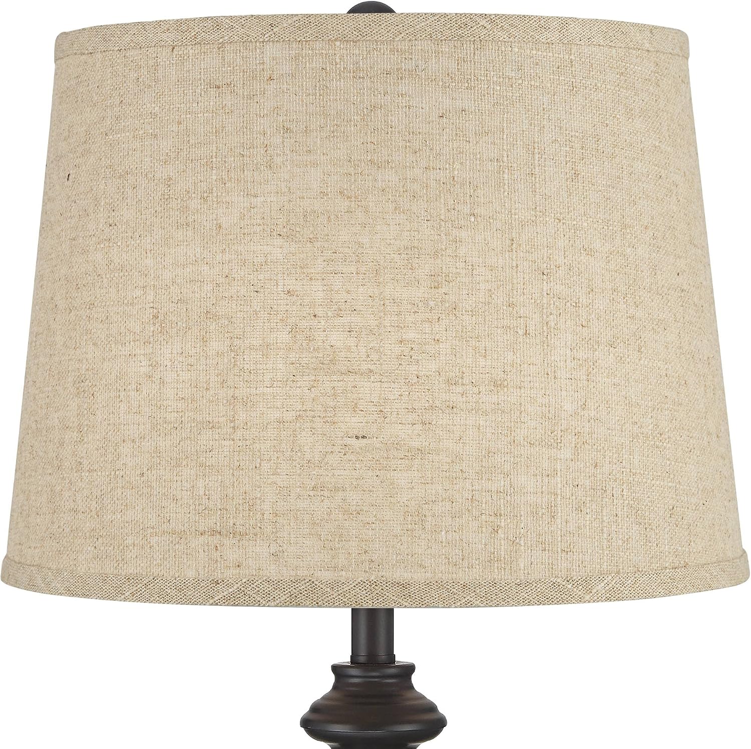 360 Lighting Lynn Modern Industrial Buffet Table Lamps 26' Tall Skinny Set of 2 Dark Bronze Brown Metal Burlap Fabric Drum Shade for Living Room House Home Dining Office Entryway Family Décor