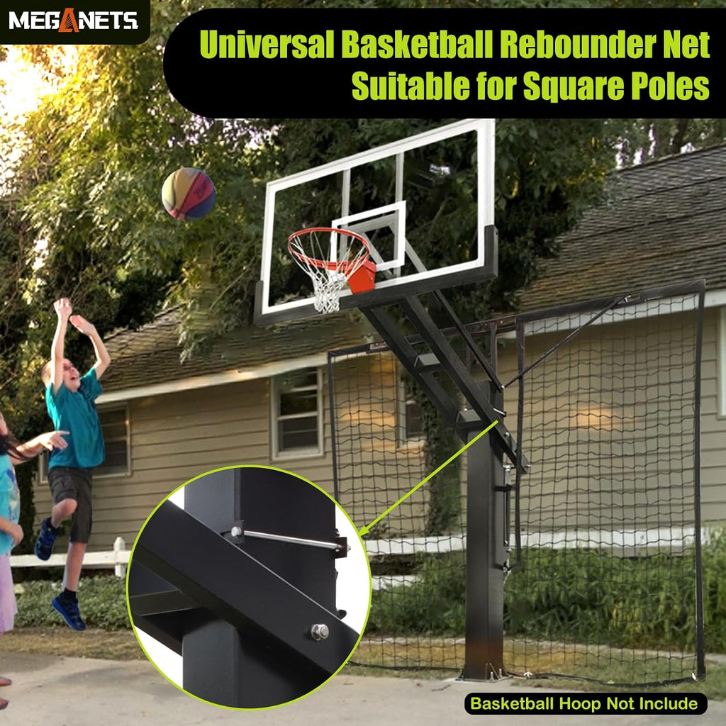 Heavy Duty Basketball Return Net 12FT X 10FT, UV-Resistant Yard Guard Backstop Nets Basketball Return & Defensive Net System, Ball Net Catcher for Square Poles (Fit for 8''x12'' Poles)