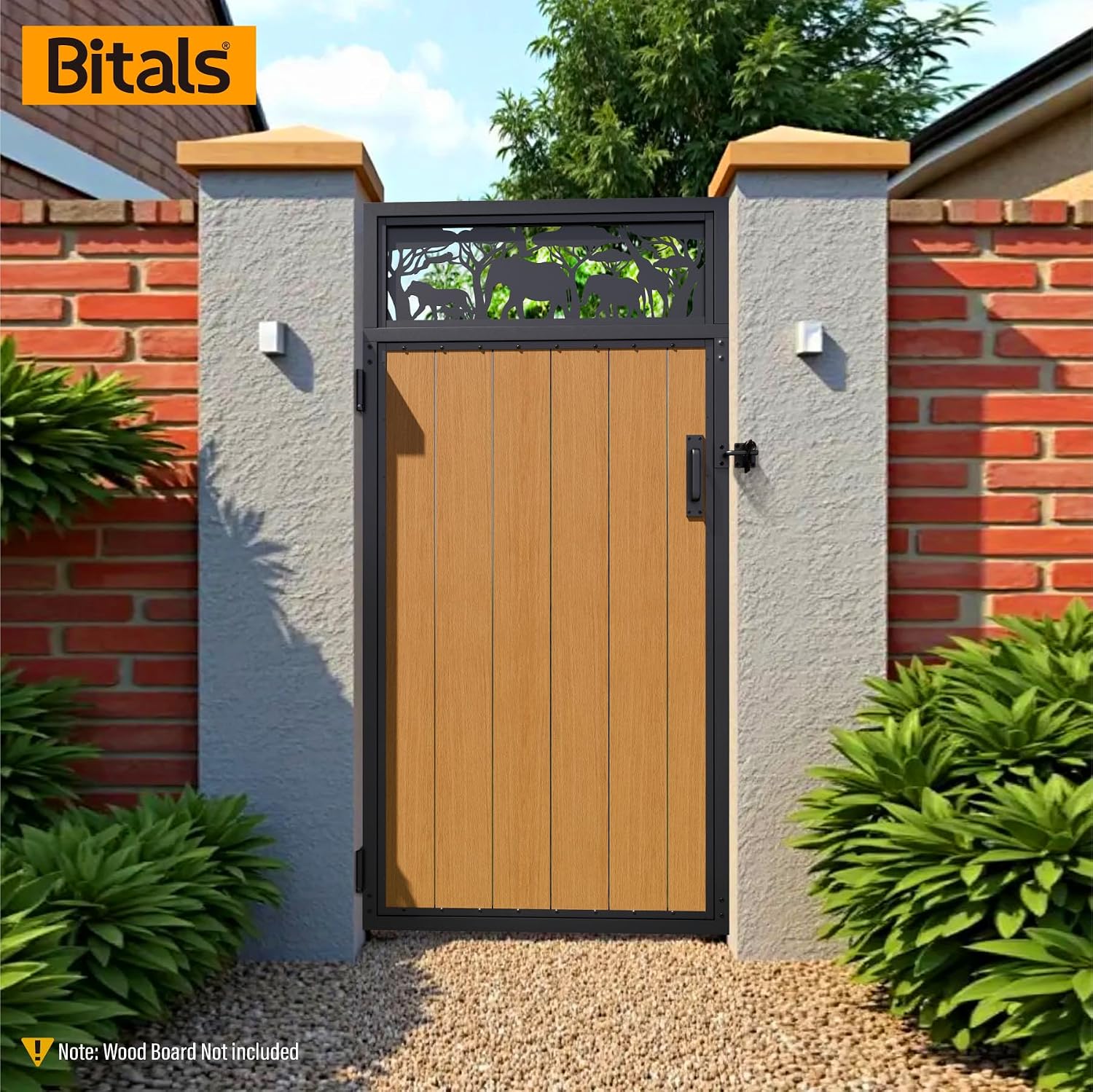 3x6FT Fence Gate Frame Kit 201 Stainless Steel Anti-Sag Heavy Duty Garden Gate Reinforcement Hardware, Left/Right Mount (No Panels Included)(34.8'W x 70.8'H)