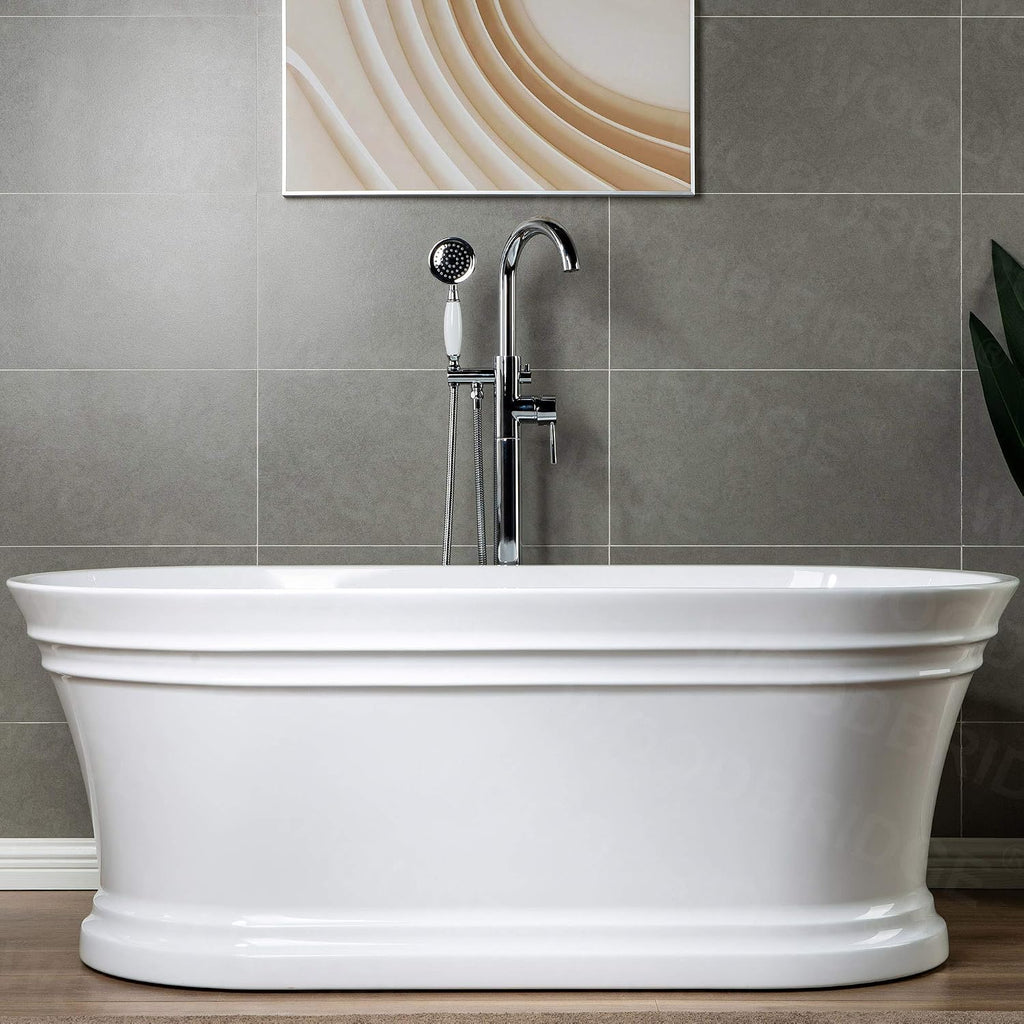 WOODBRIDGE WOODBRIDGEE Contemporary Single Handle Floor Mount Freestanding Tub Filler Faucet with Hand Shower in (Chrome) Finish,F0002-CHVT, Chorme I