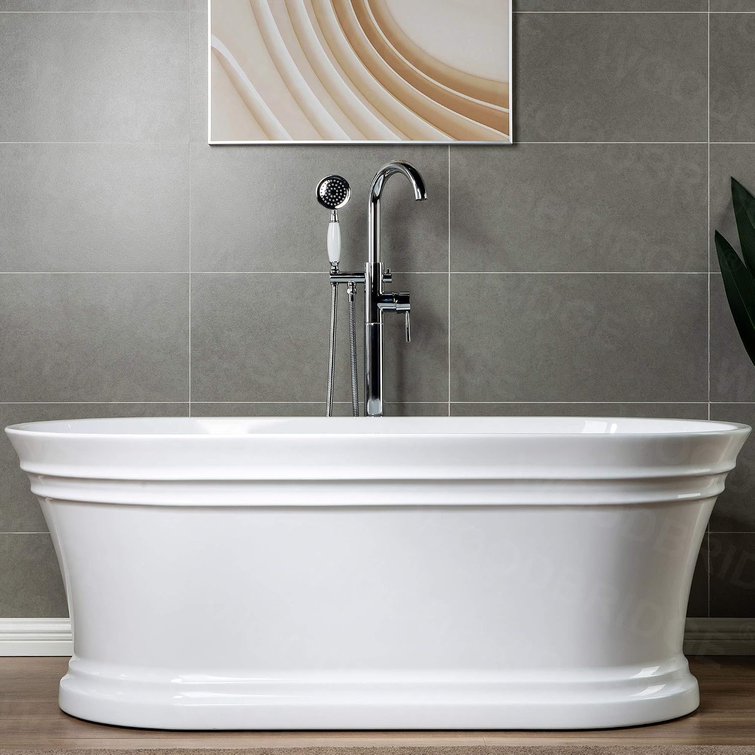 WOODBRIDGE WOODBRIDGEE Contemporary Single Handle Floor Mount Freestanding Tub Filler Faucet with Hand Shower in (Chrome) Finish,F0002-CHVT, Chorme I