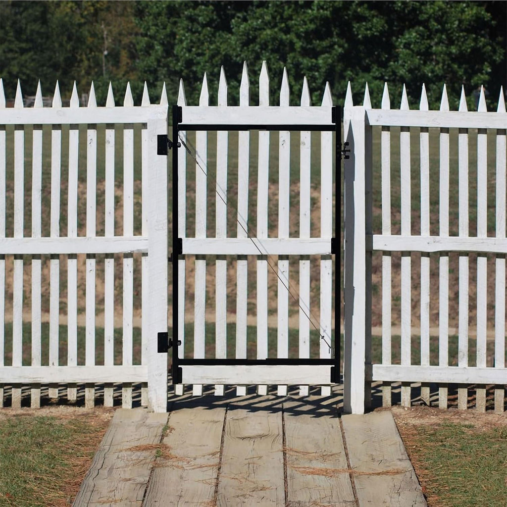 Adjust-A-Gate Steel Frame Lockable 2-Way Gate with Installation Building Kit, 36'-60' Wide Opening Up to 7' High