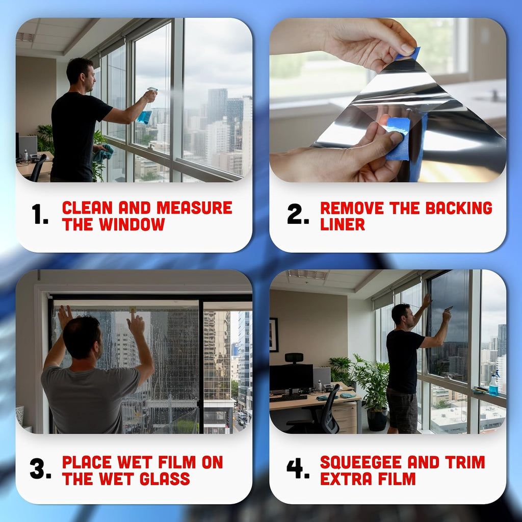 United Reflective Window Tint Film – Daytime Mirror Tint for Privacy, Sun Blocking, UV Protection & Heat Reduction, Ideal for Home, Office & Car, Silver 35%, 40 Inch x 100 Feet Roll