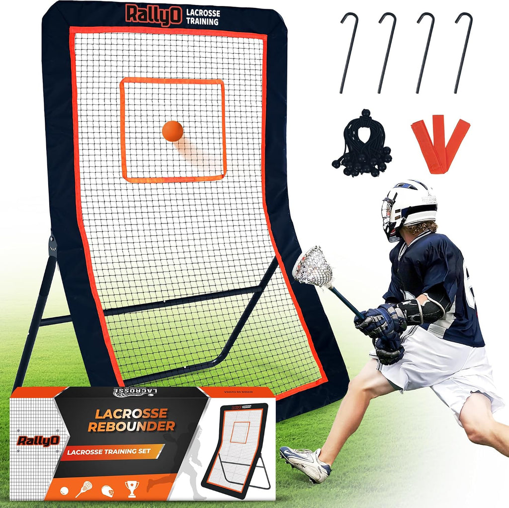 Lacrosse Rebounder for Backyard Heavy-Duty Volleyball Rebounder Net with Color Box, Adjustable 5 Rebound Angles for Lacrosse, Volleyball, Baseball, Soccer Practice