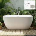 FerdY 59' Acrylic Freestanding Bathtub, Contemporary Soaking tub with Brushed Nickel Drain & Overflow, Elegant Oval Shape, cUPC Certified, Bali