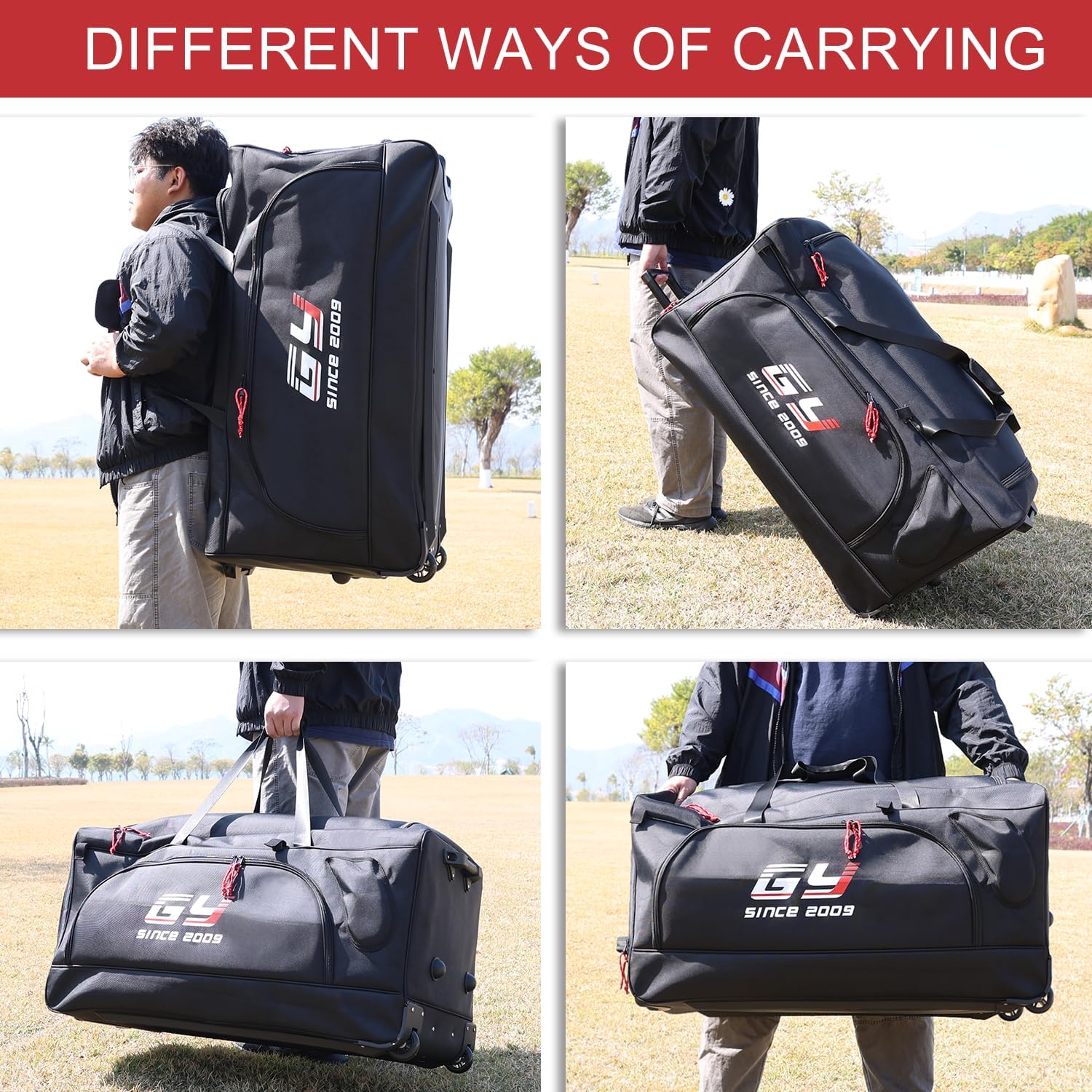 GY 185L 35' Rolling Duffle Bag Large Hockey Bag With Wheels For Sports Gym Travel Baseball Basketball Soccer Football Equipment For Team Coaches/Catchers/Youth/Adults /1680d Waterproof Fabric