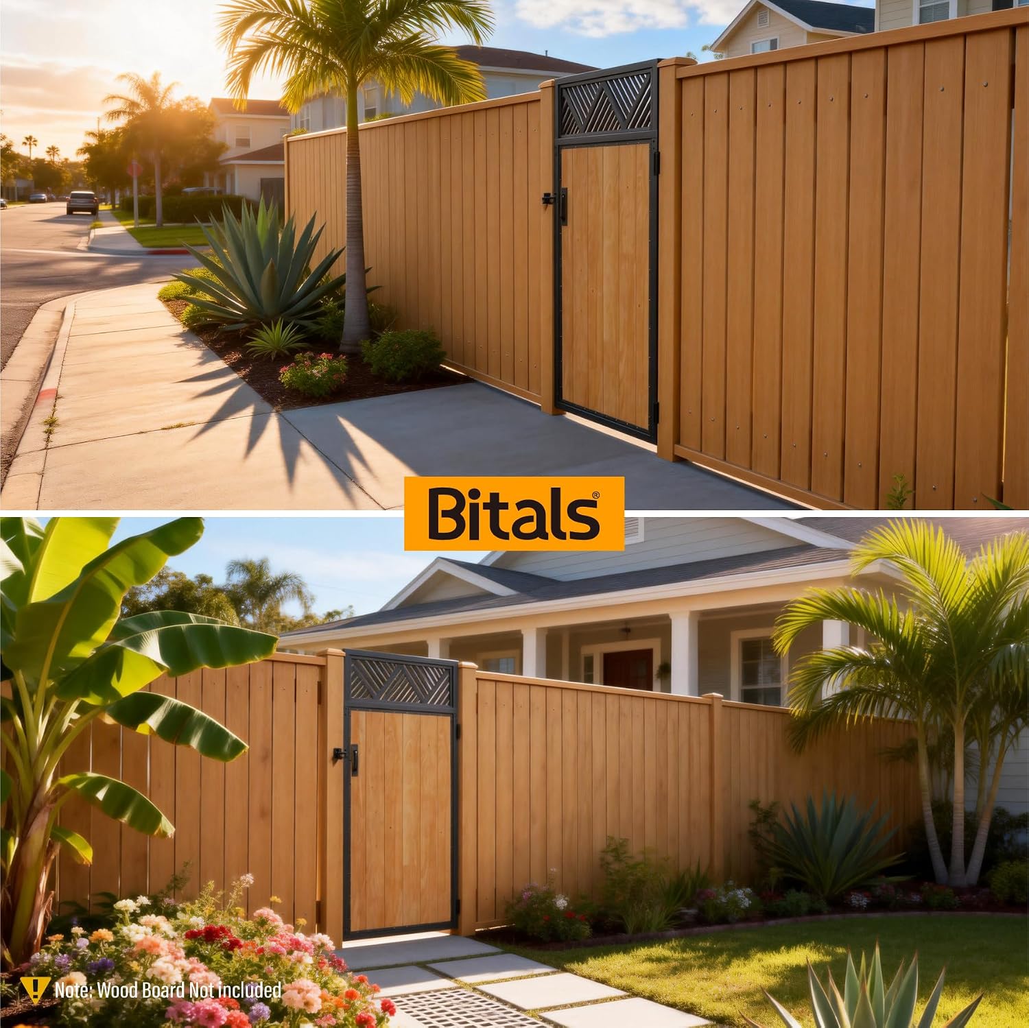 3x6FT Fence Gate Frame Kit 201 Stainless Steel Anti-Sag Heavy Duty Garden Gate Reinforcement Hardware, Left/Right Mount (No Panels Included)(34.8'W x 70.8'H)
