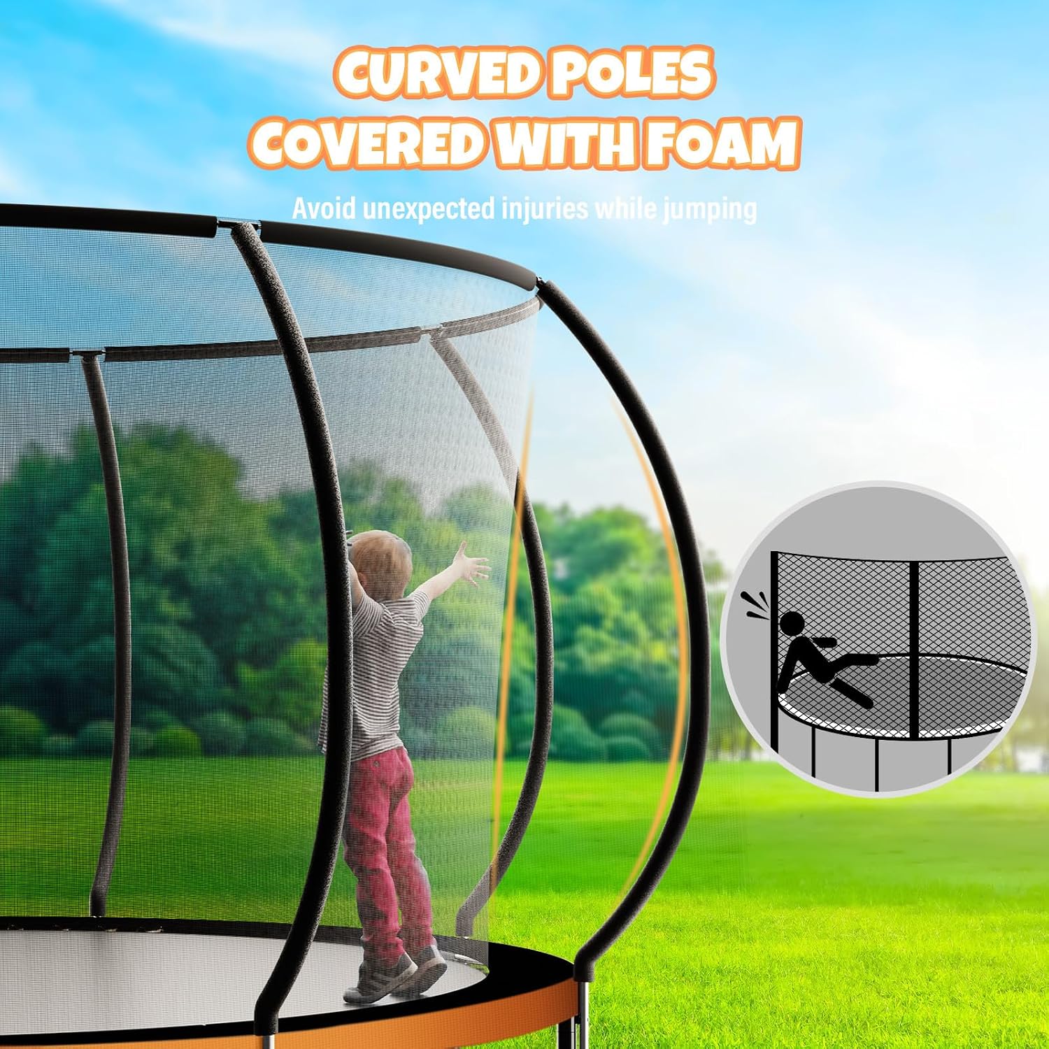 Kiivakii Trampoline 12 14 16FT, Outdoor Big Trampolines for Kids and Adults, Recreational Trampolines with Basketball Hoop and Stakes, Big Round Trampoline with Sprinkler for Backyard