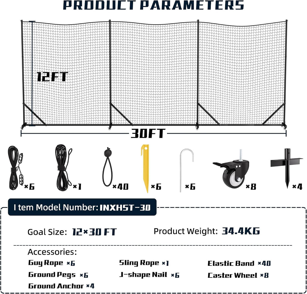 MR Ball Stop Net System, Movable Heavy Duty Backstop Net, 2 in 1 Multi-Sport Stop Netting, Ball Barrier Sports Practice Barrier Net for Professional, College and Grade School Training
