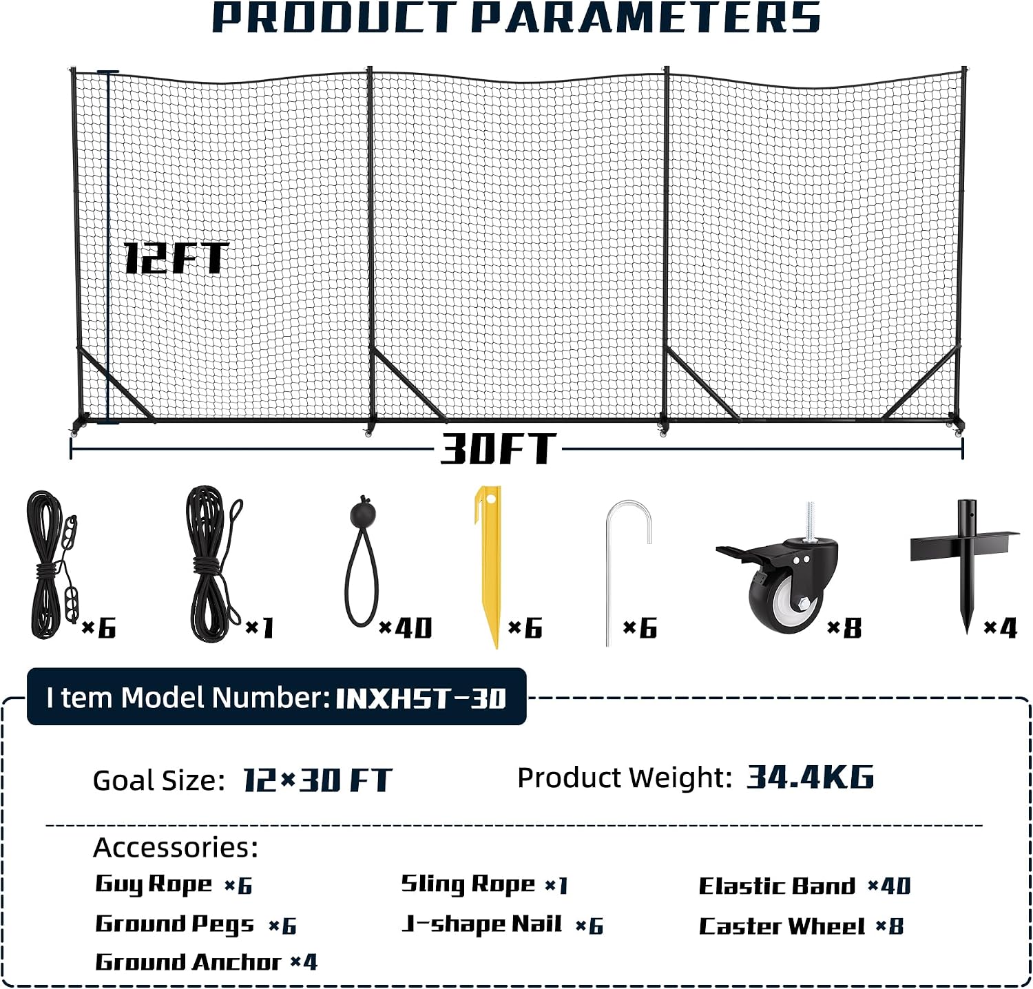 MR Ball Stop Net System, Movable Heavy Duty Backstop Net, 2 in 1 Multi-Sport Stop Netting, Ball Barrier Sports Practice Barrier Net for Professional, College and Grade School Training