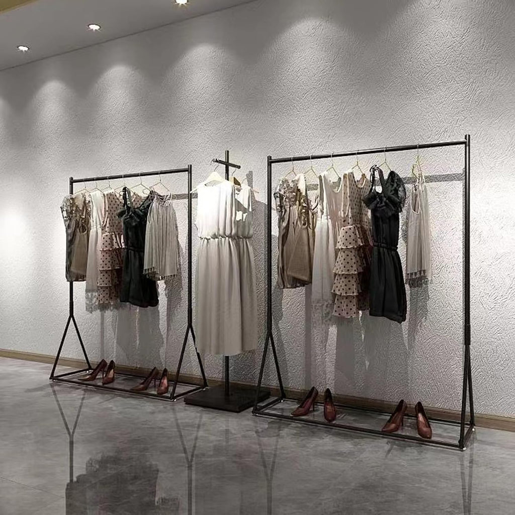 Heavy duty Garment rack Commercial Metal Clothes Rail Heavy Duty Clothing Hanging Display Rack Freestanding Clothes Stand For Bedrooms And Boutiques Easy To Assemble Single Rod Coat Rack ( 150X40X160