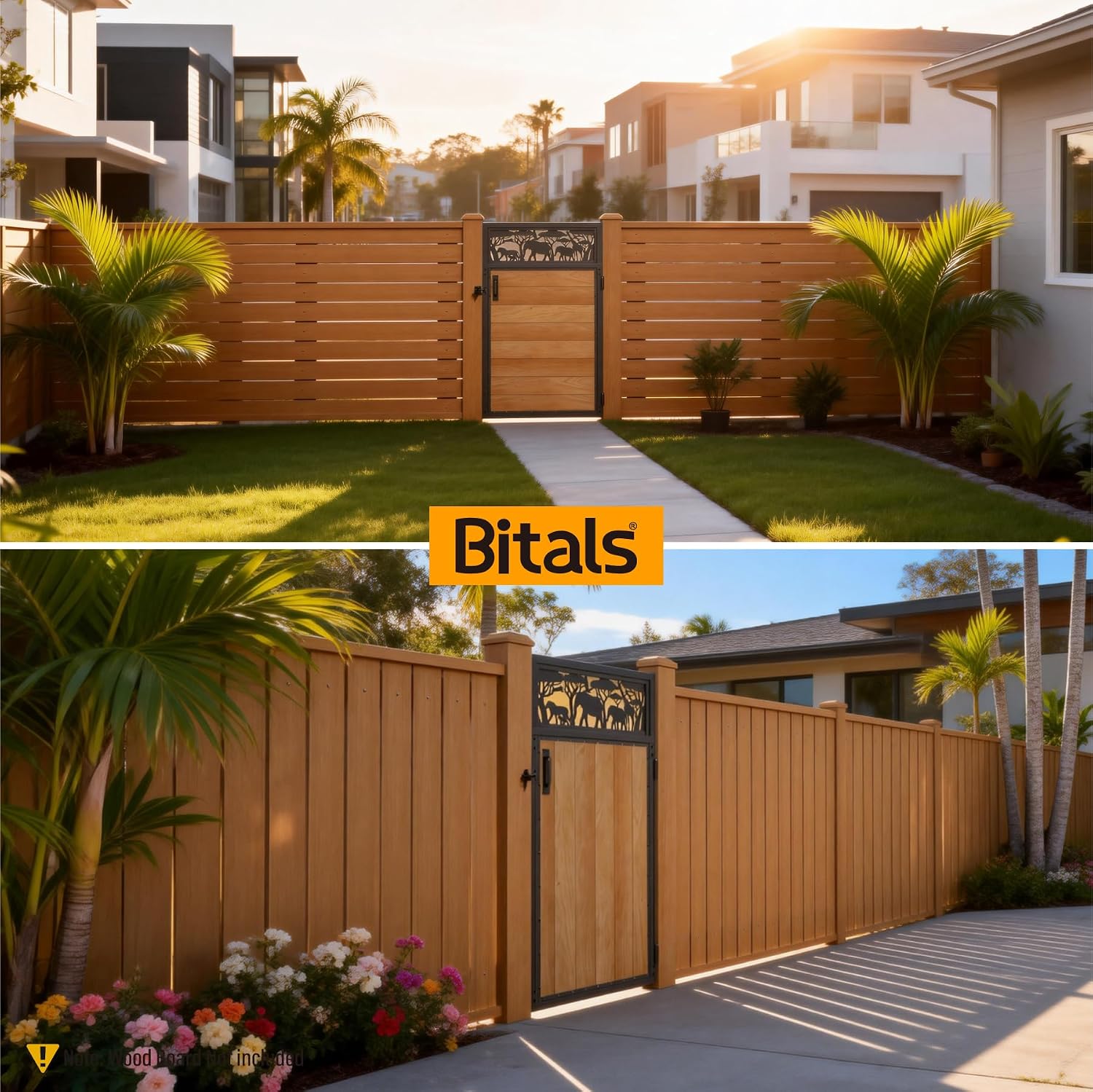 3x5FT Fence Gate Frame Kit 201 Stainless Steel Anti-Sag Heavy Duty Garden Gate Reinforcement Hardware, Left/Right Mount (No Panels Included)(34.8' W X 59' H)