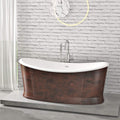 HEATGENE 66' Acrylic Freestanding Bathtub Vintage Freestand Soaking Tub UPC Certified Drain & Overflow Assembly Included - Copper