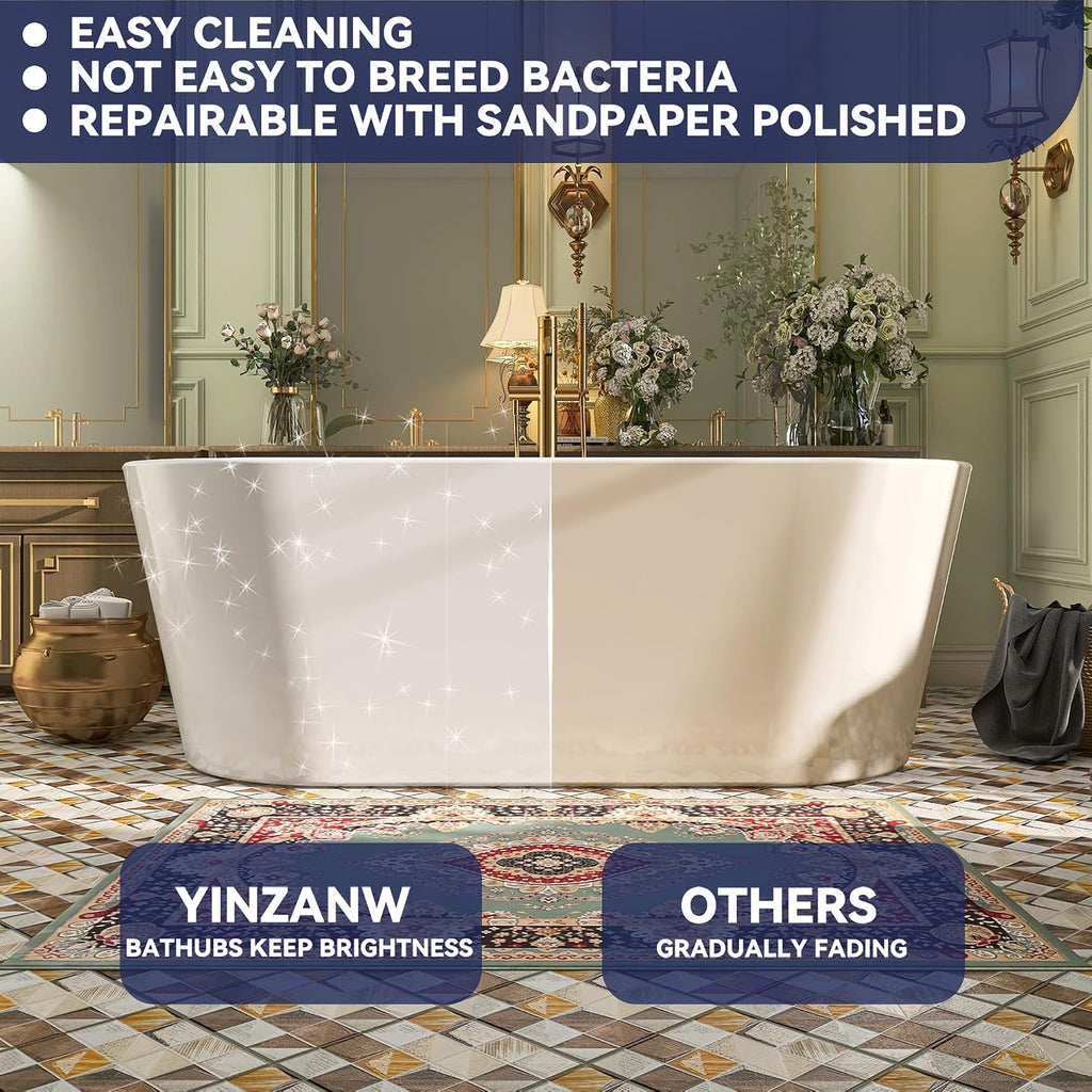 59' Acrylic Free Standing Tub, Stand Alone Tub, Freestanding Bathtub, Soaking Bathtub, cUPC Certified, SW(Glossy White)